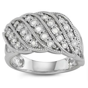 1/4 Ct Round-Cut Diamond Cluster Promise Women's Engagement Ring in 925 Silver
